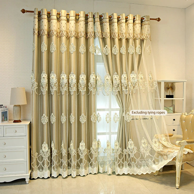 Zhejiang Elegant Double Layer Curtains Embossed Detailing