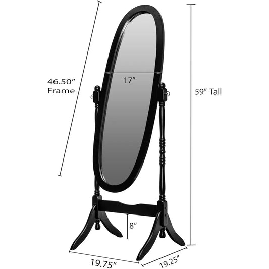 Legacy Decor Swivel Full Length Floor Mirror White