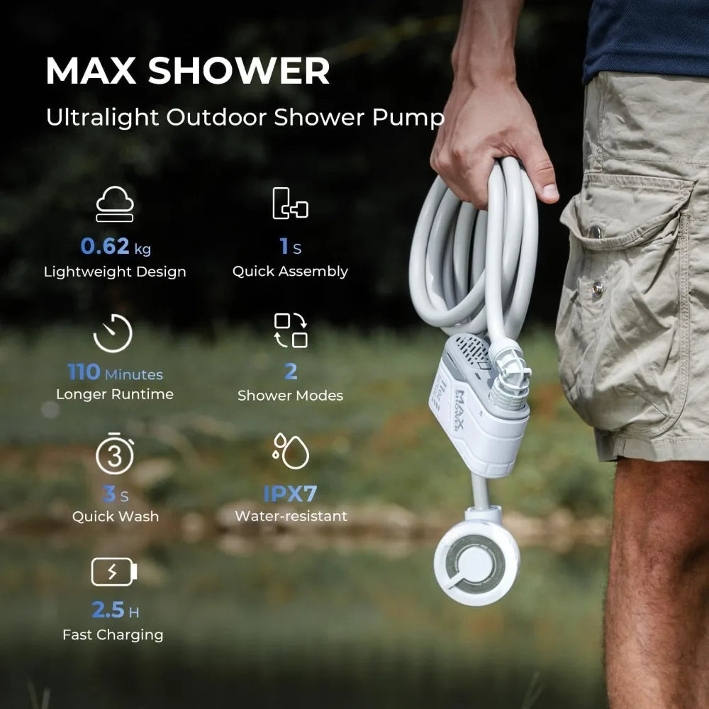 Rechargeable Portable Camping Shower Pump for Outdoor Use