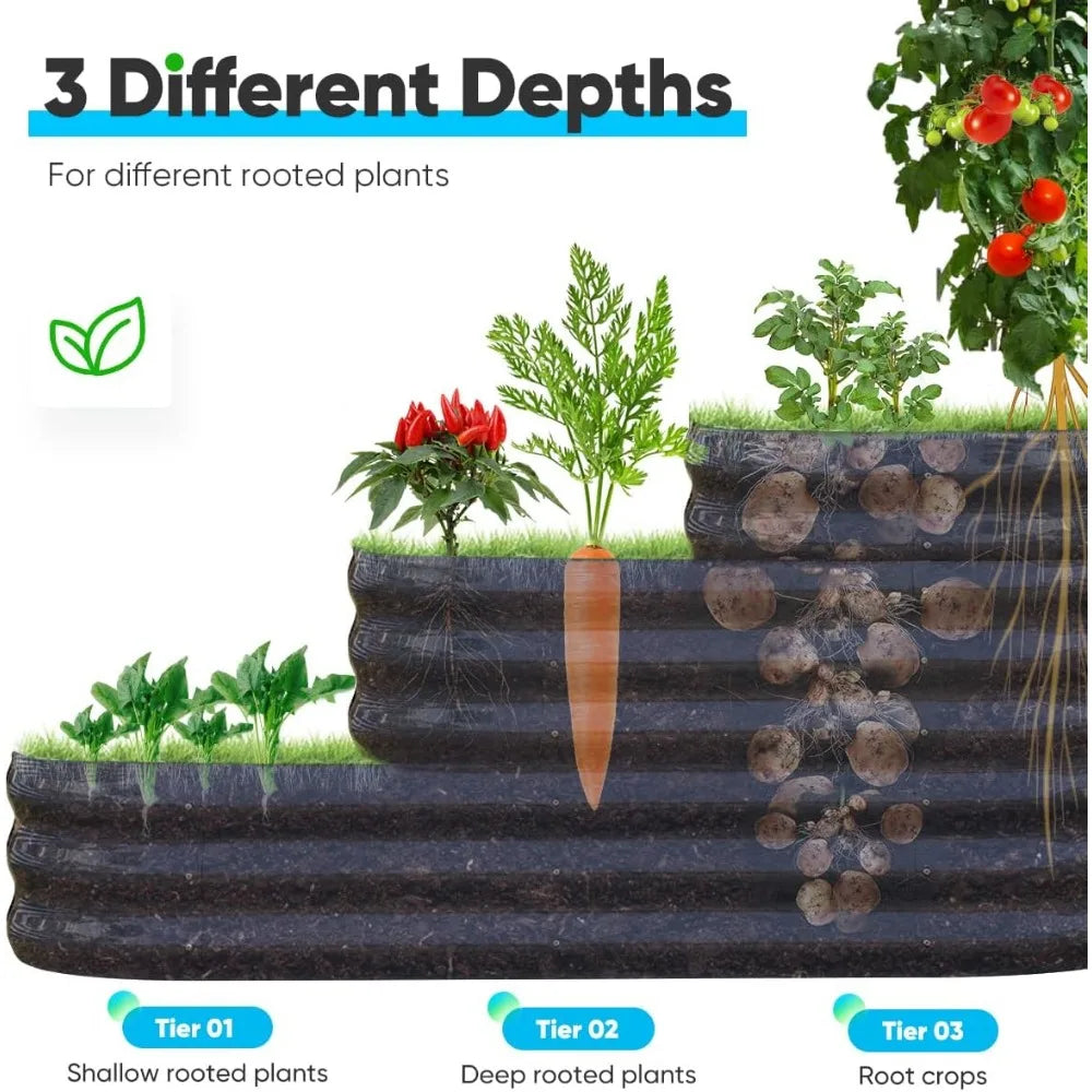 Quictent Galvanized Tiered Raised Garden Bed Kit for Outdoor Plants