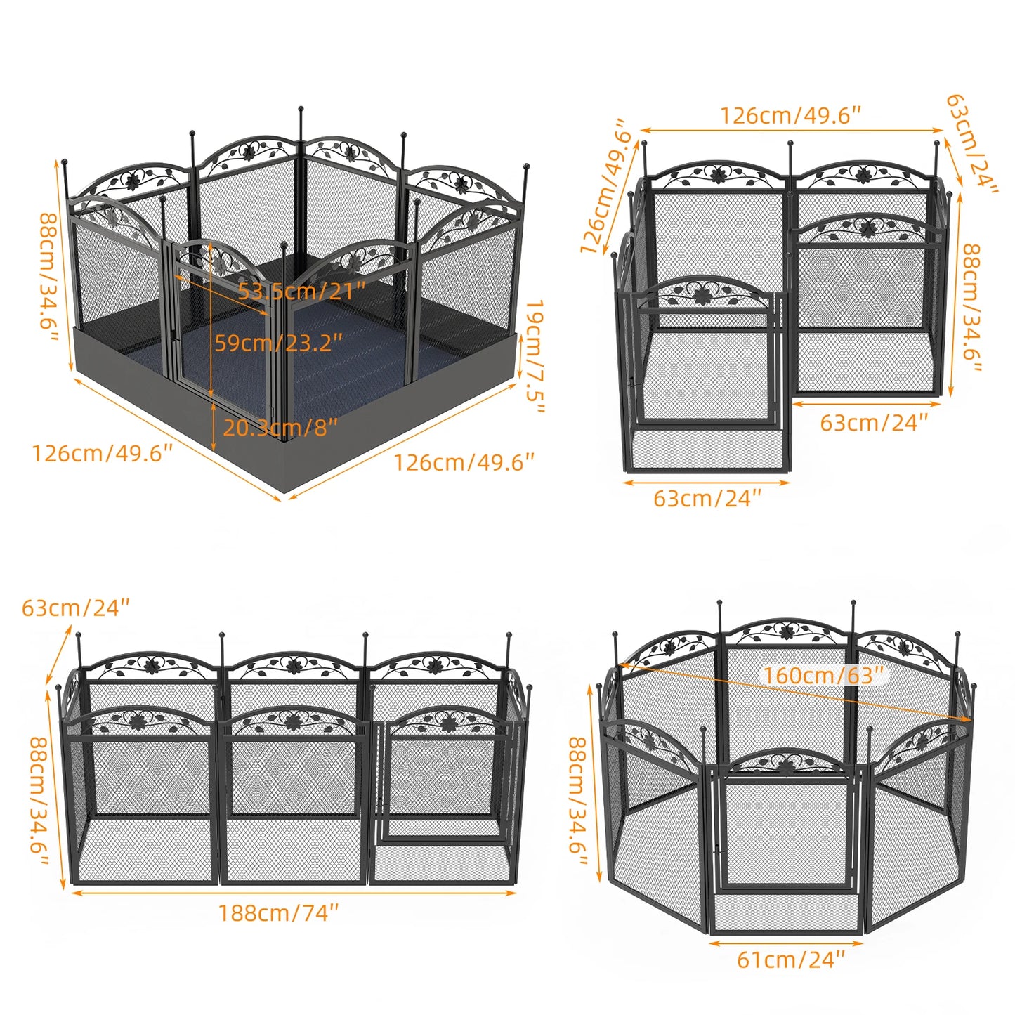 BINGOPAW Heavy Duty Dog Playpen Metal Fence With Pad