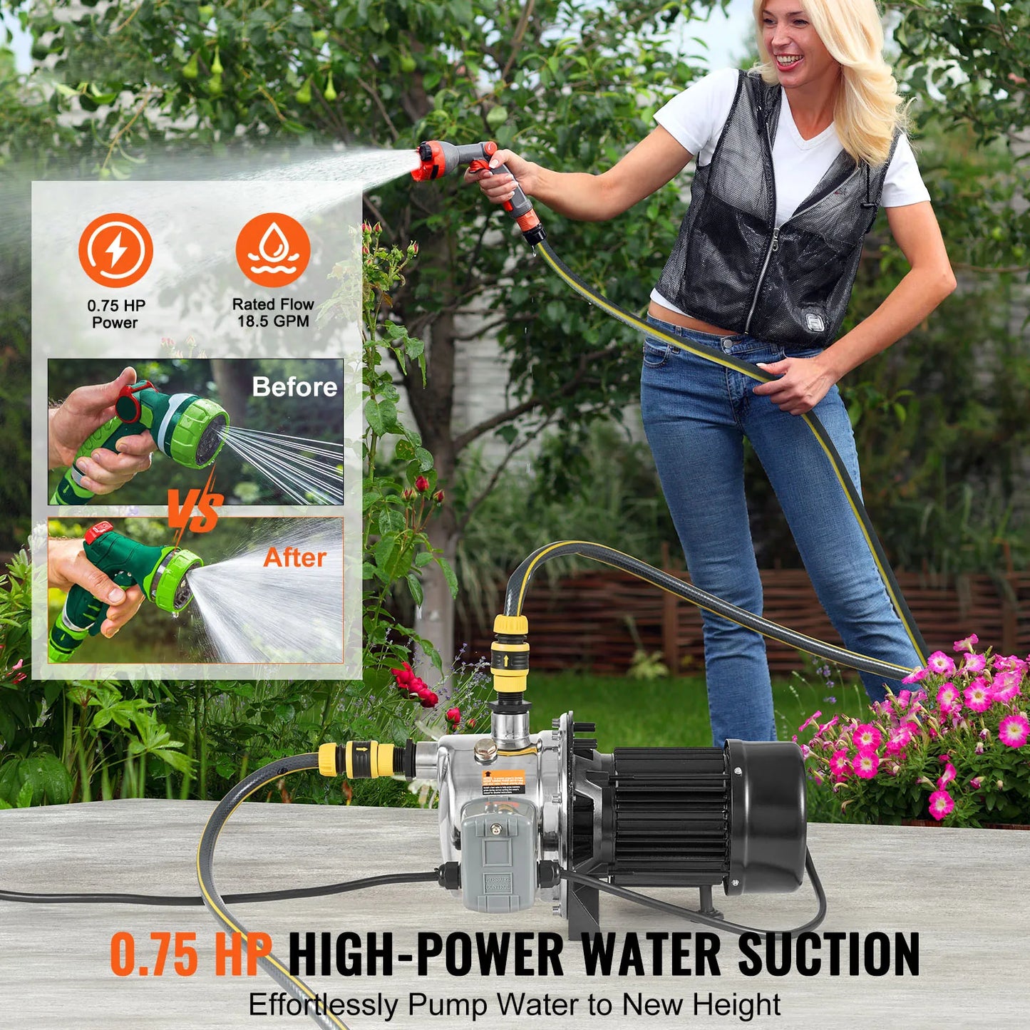 Succebuy Shallow Well Jet Pump 115V Cast Iron Stainless