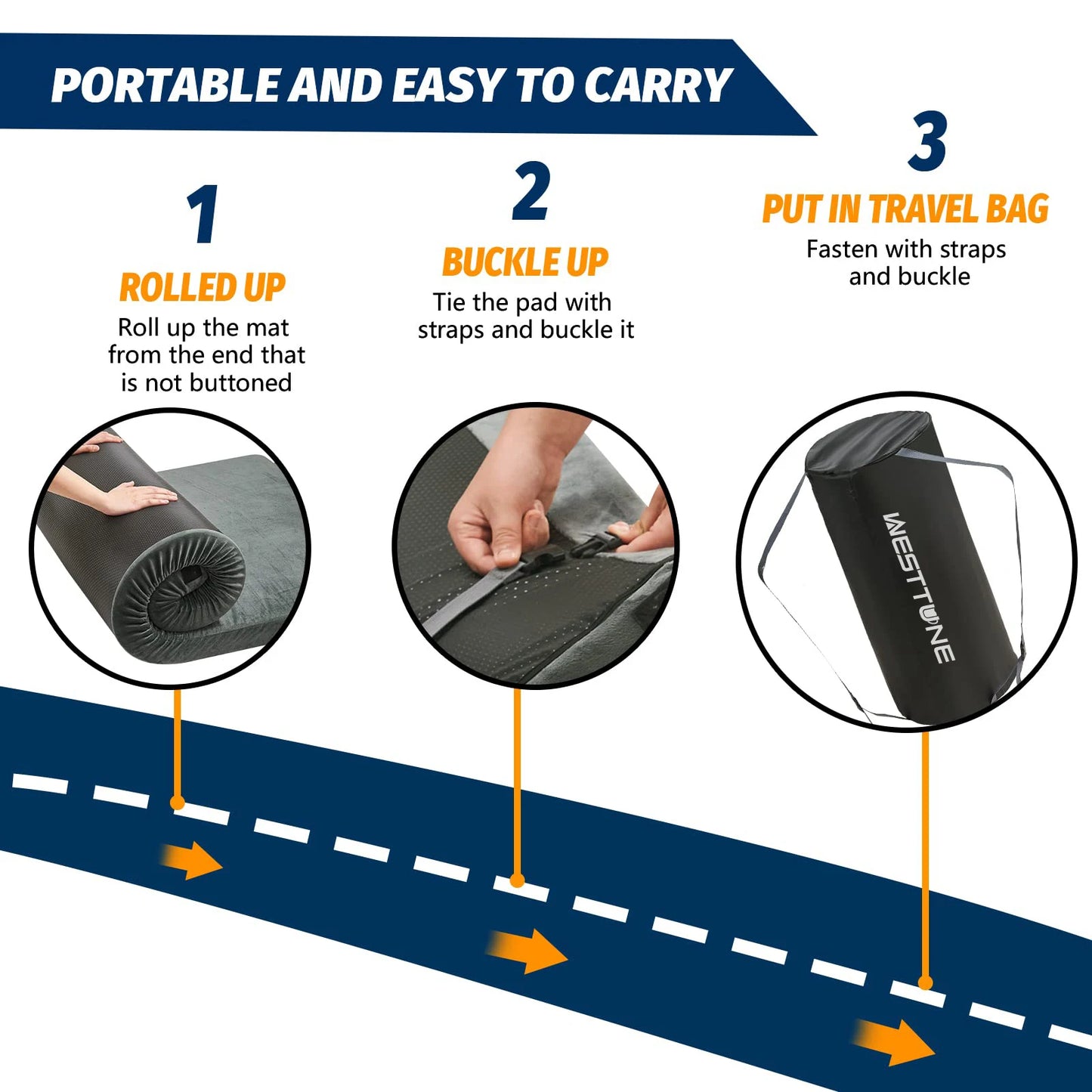 WESTTUNE Memory Foam Camping Sleeping Pad With Travel Bag