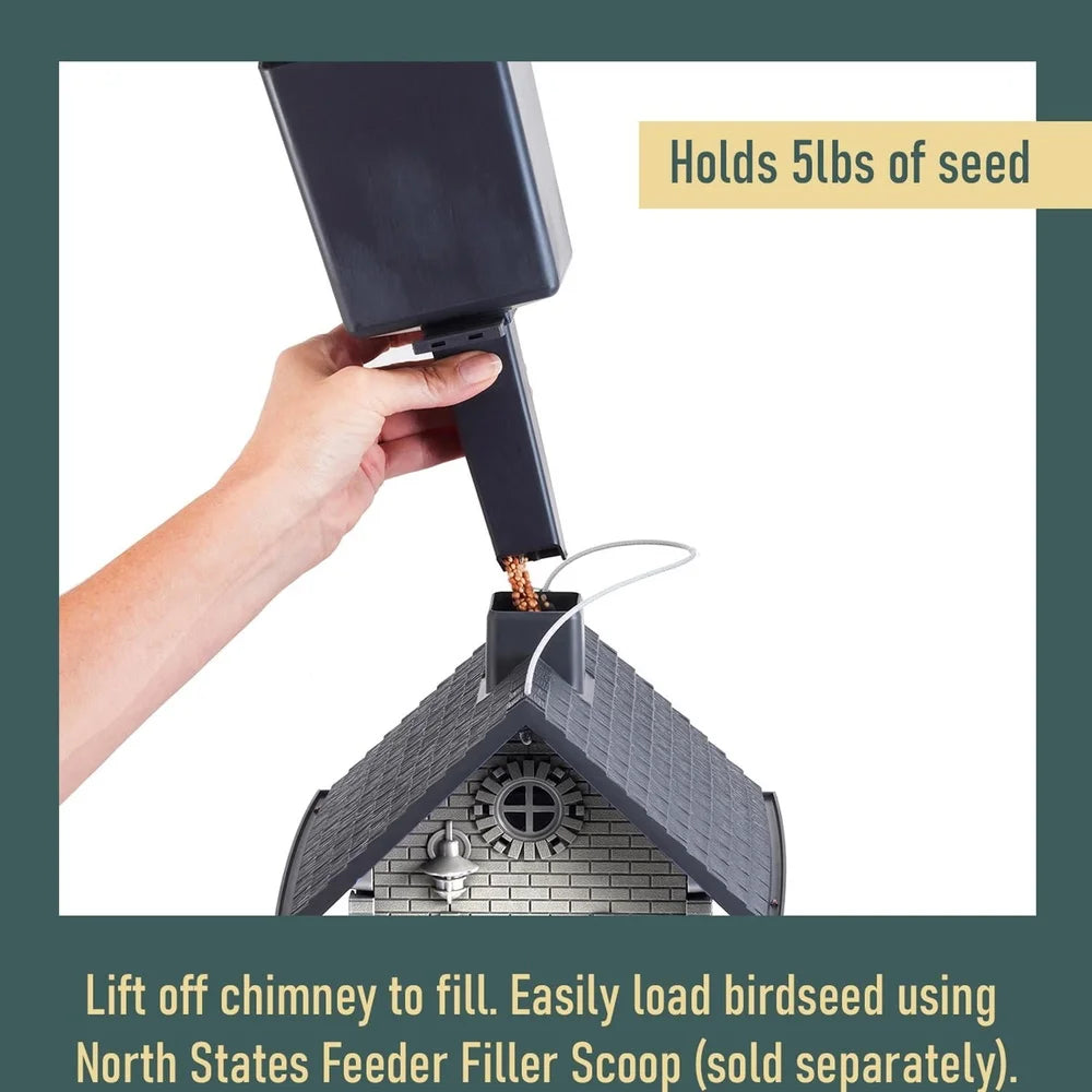 Wild Bird Hopper Feeder Squirrel Proof 4 Port Perch Station