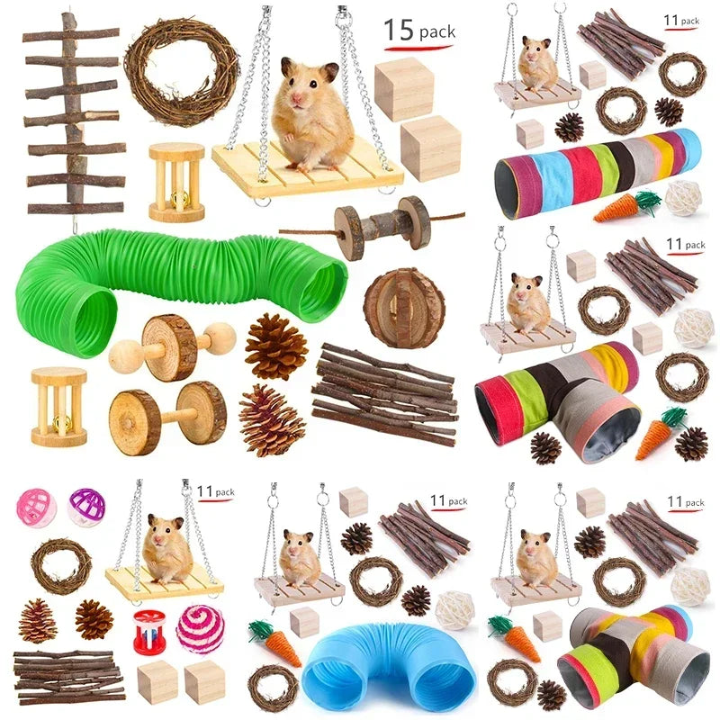 Hign-concerned Wooden Hamster And Small Pet Toys Set