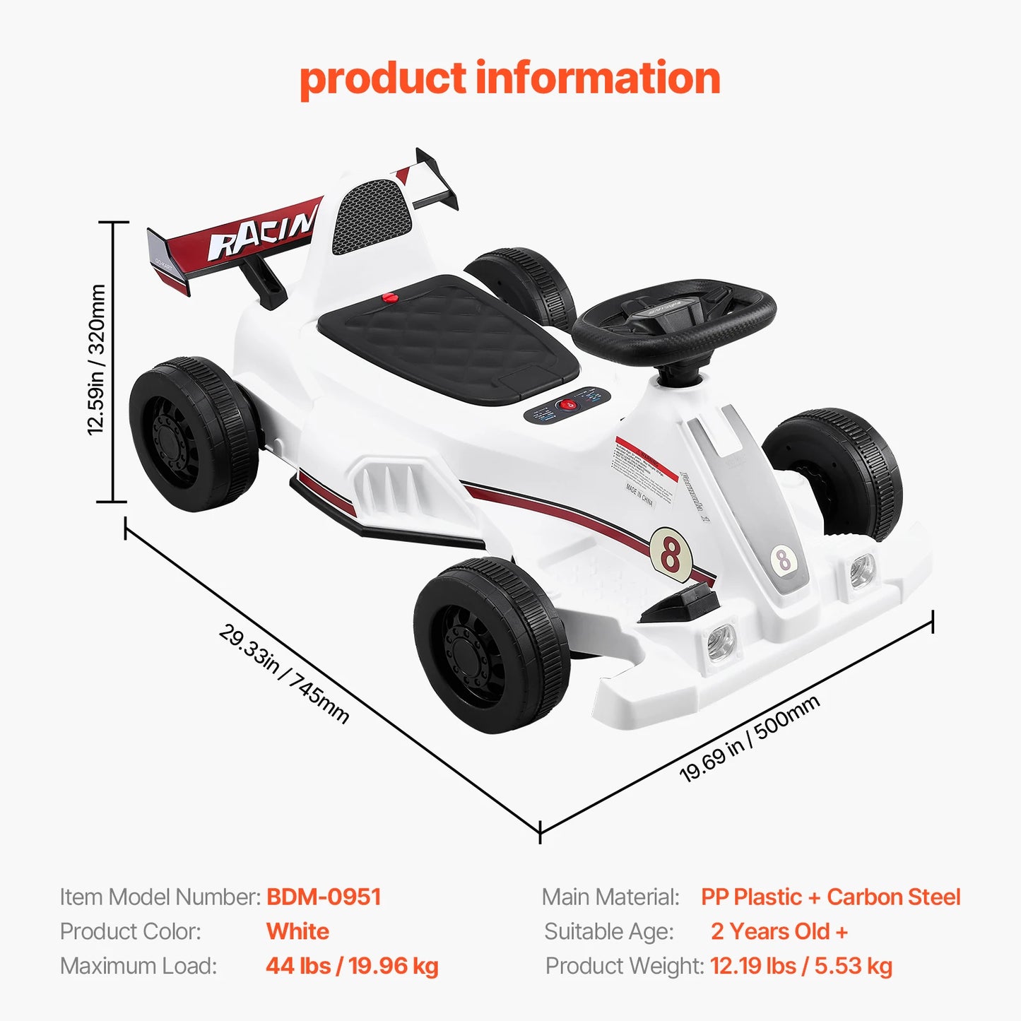 SucceBuy 6V Electric Pedal Go Kart With LED Headlights