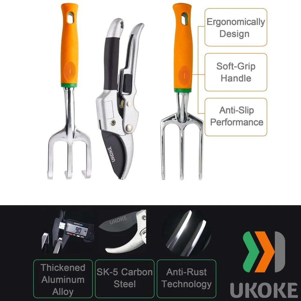 XMSJ 12 Piece Aluminum Garden Tools Set with Tote Bag