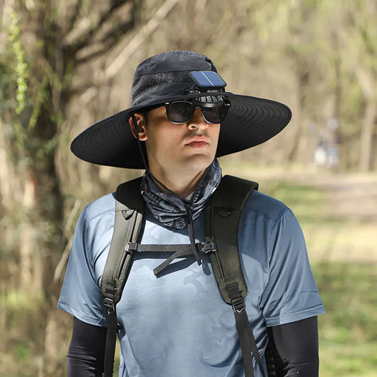 Guangdong Solar Powered Fan Hat UV Protection Wide Brim