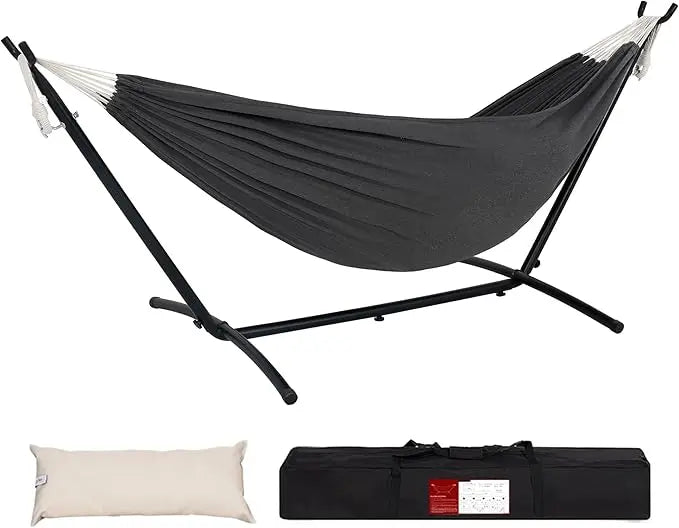 Double Hammock with Space Saving Stand and Carrying Case