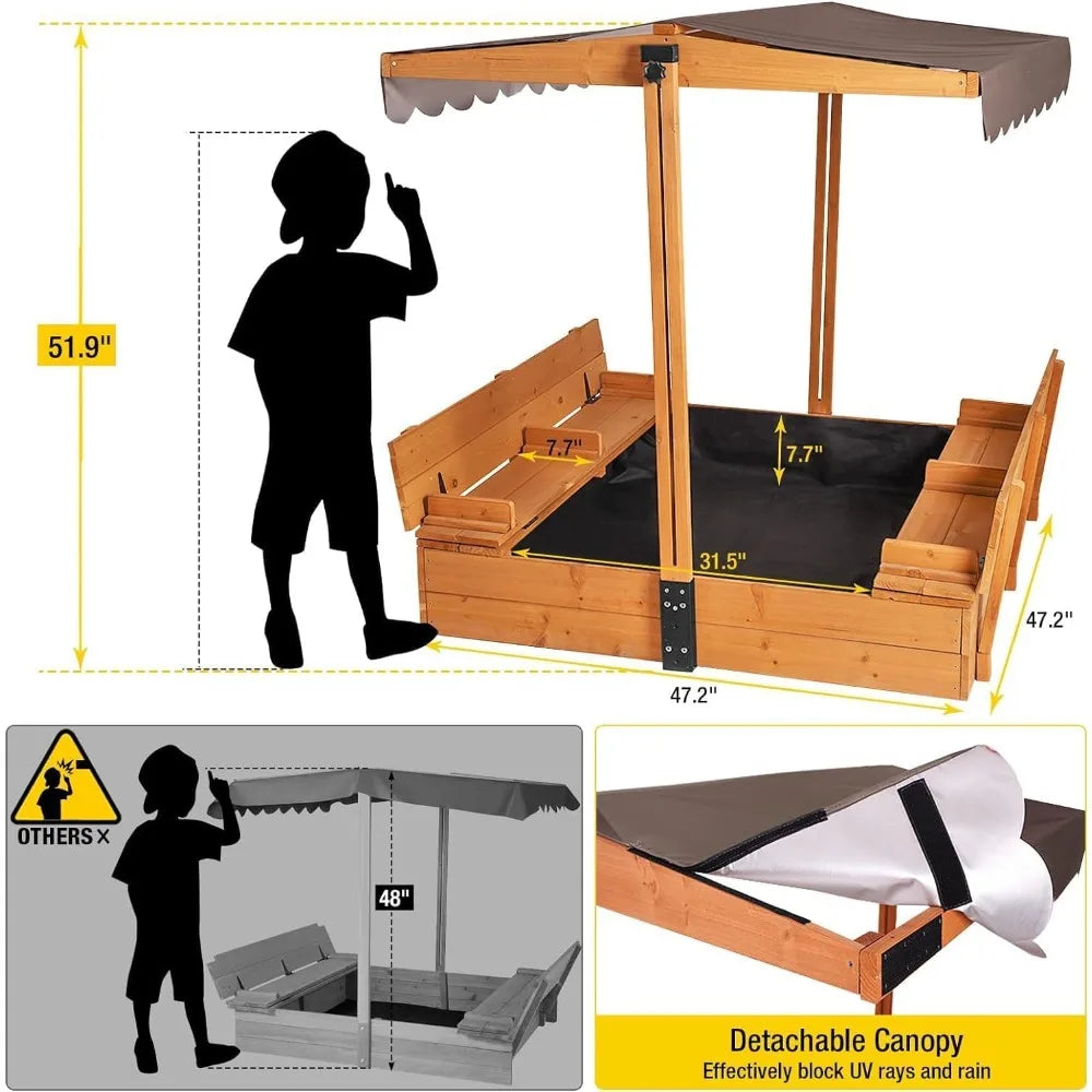 Hign Concerned Kids Sandbox With Retractable Canopy Playset