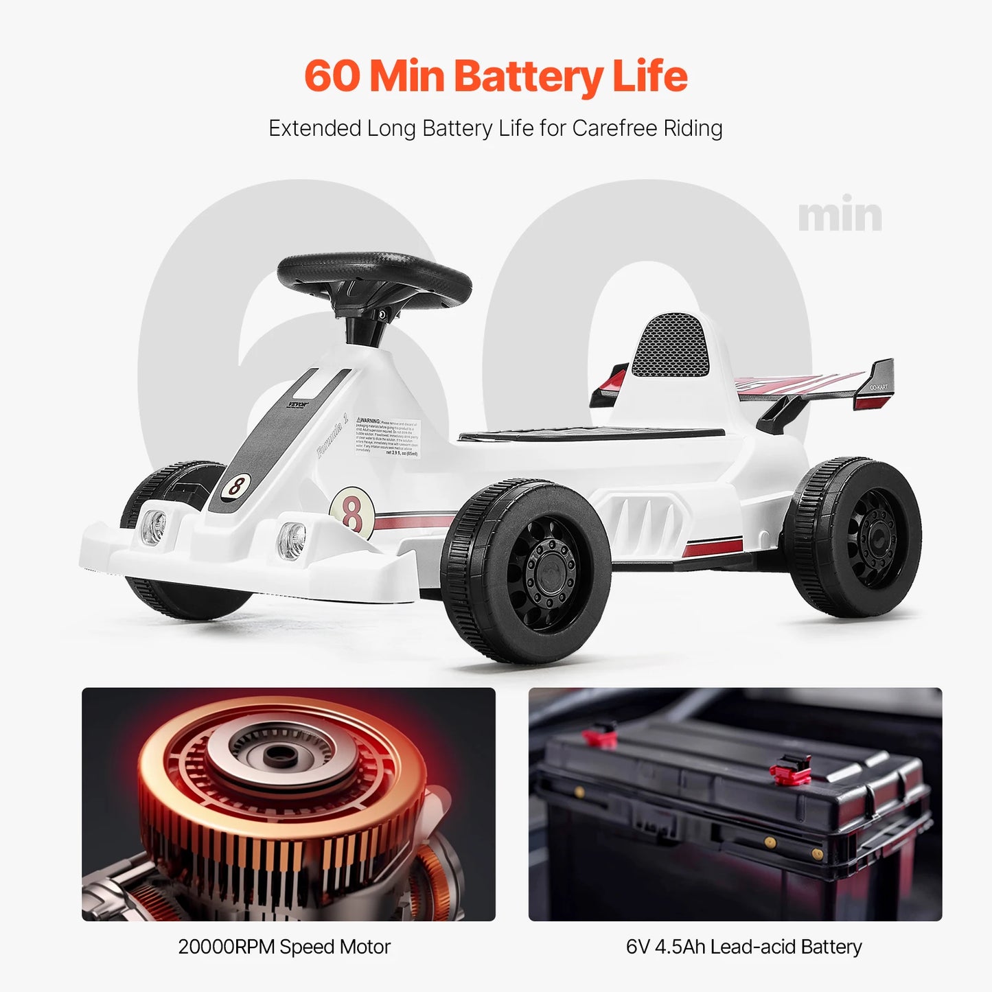 SucceBuy 6V Electric Pedal Go Kart With LED Headlights
