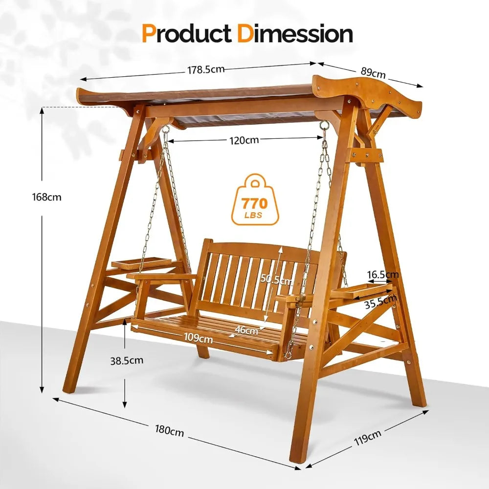 DAFIFY Porch Swing With Stand Canopy Waterproof Patio
