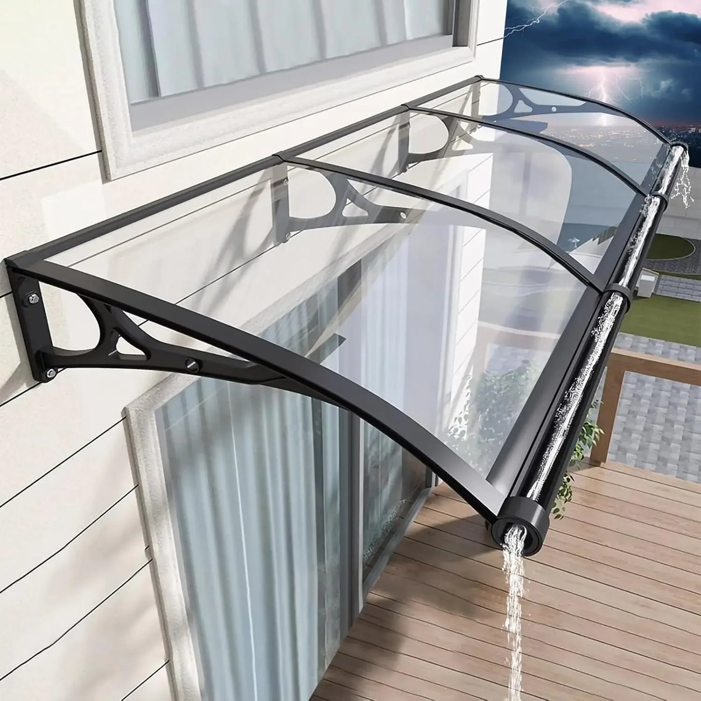 Premium Polycarbonate Door Awning for UV Rain and Snow Protection