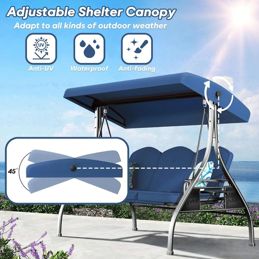 XMSJ Convertible Patio Swing Bed With Adjustable Canopy