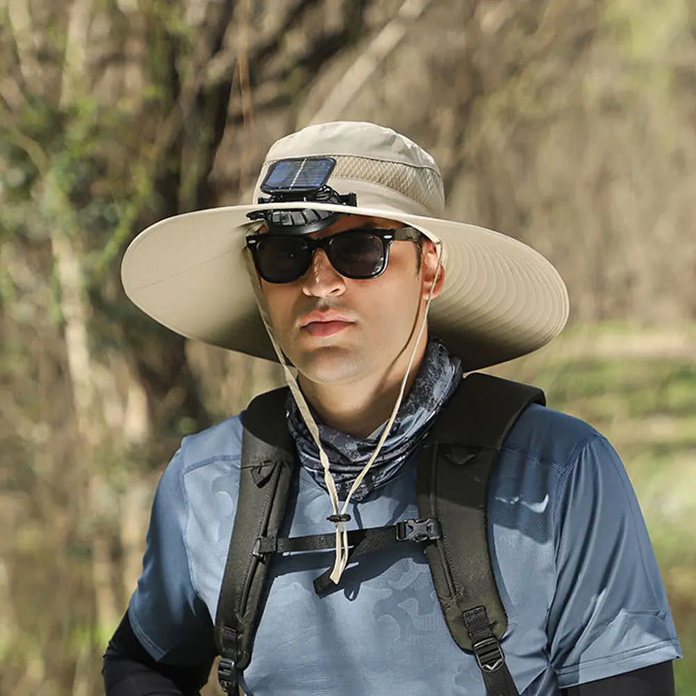 Guangdong Solar Powered Fan Hat UV Protection Wide Brim