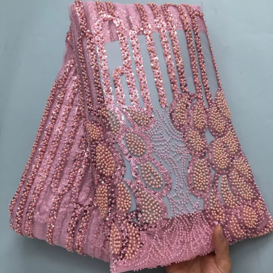 SJD Lace African Luxury Beads Mesh Lace For Women Evening