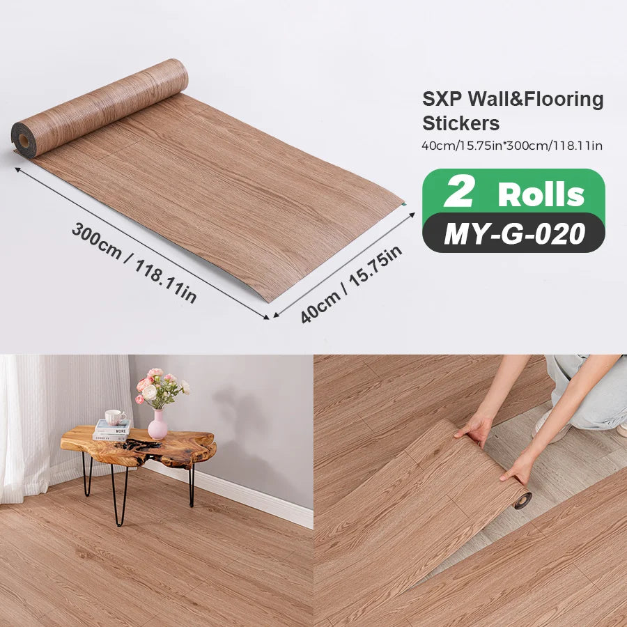 2 Rolls Self Adhesive Wall Floor Sticker Wood Grain Marble