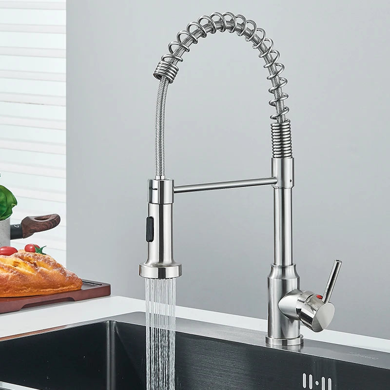 Wanmivezlo Chrome Pull Down Kitchen Faucet With Spray Head