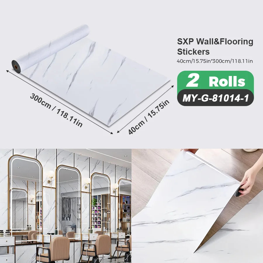 2 Rolls Self Adhesive Wall Floor Sticker Wood Grain Marble