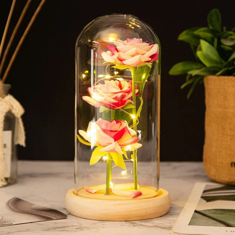 Zhejiang Rose Glass Dome Ornament Gift For Valentines Day