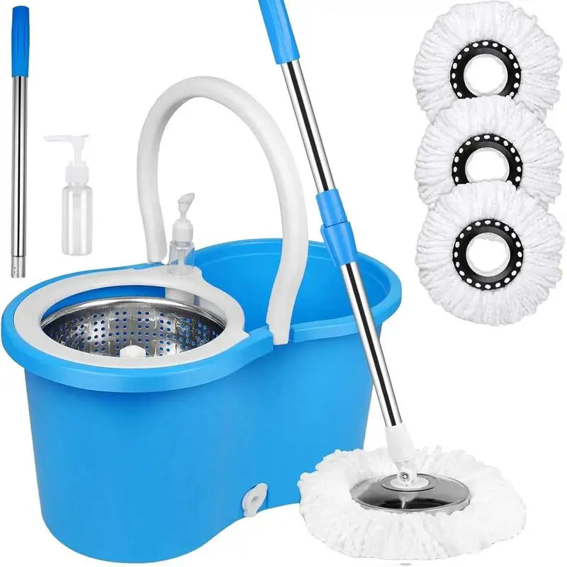 360 Degree Spinning Mop Bucket System with 3 Microfiber Heads
