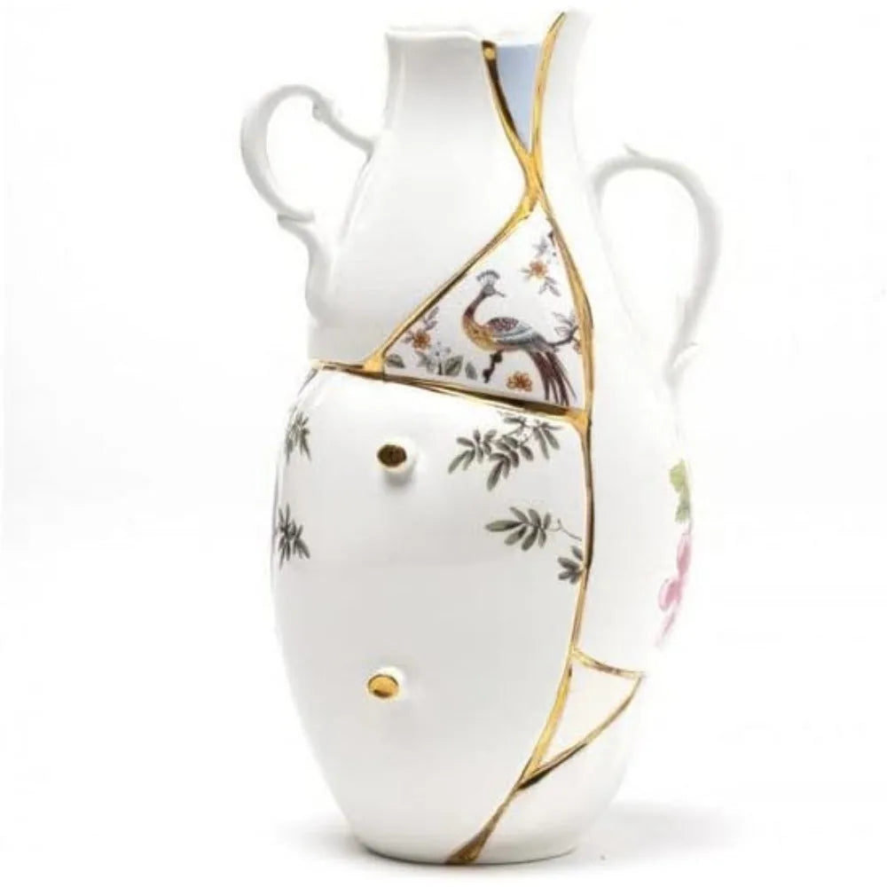 Kintsugi Porcelain Vase 13 Inch Modern Decorative Piece