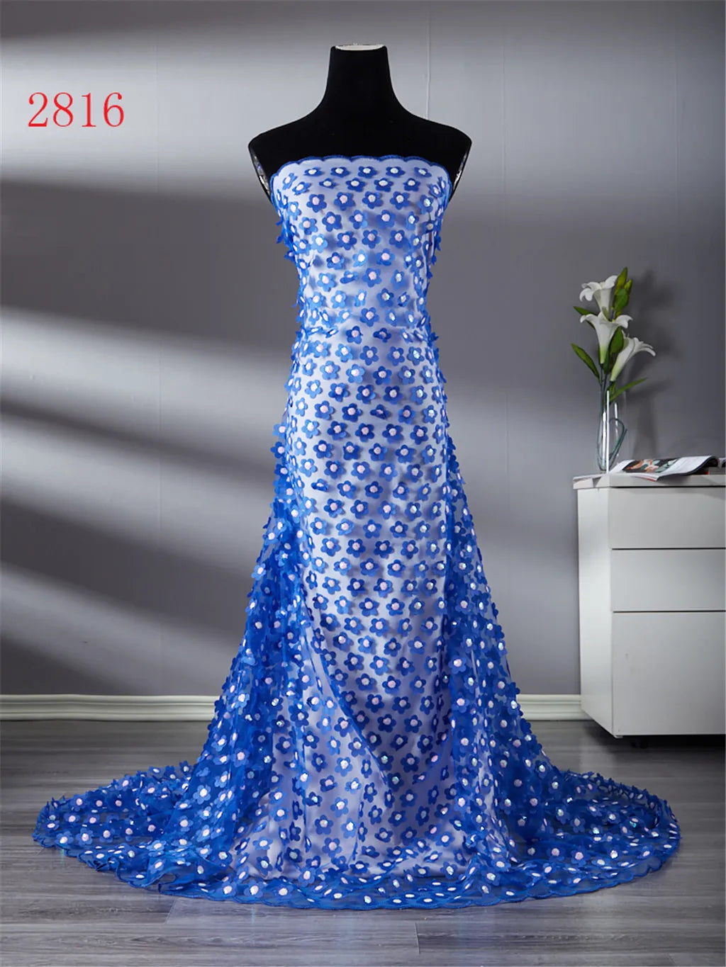 Frolic And Grow French Mesh Tulle Lace Fabric 3D Sequins