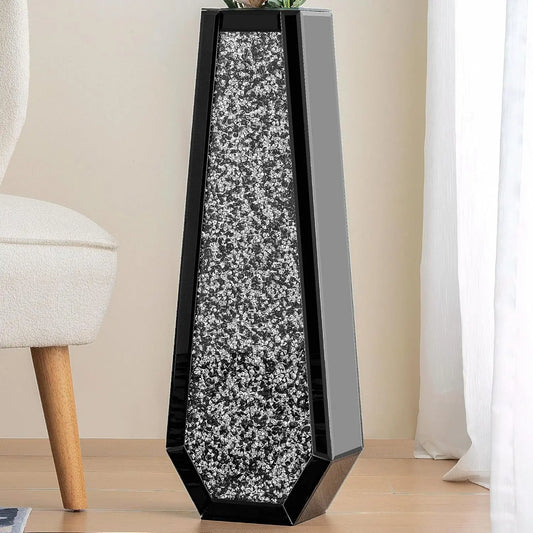 30 Inch Tall Black Crushed Diamond Floor Vase for Modern Decor