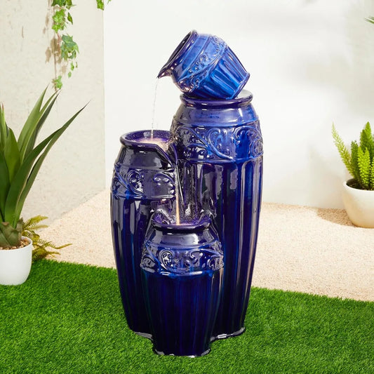 Glitzhome Oversized Outdoor Water Fountain with LED Lights