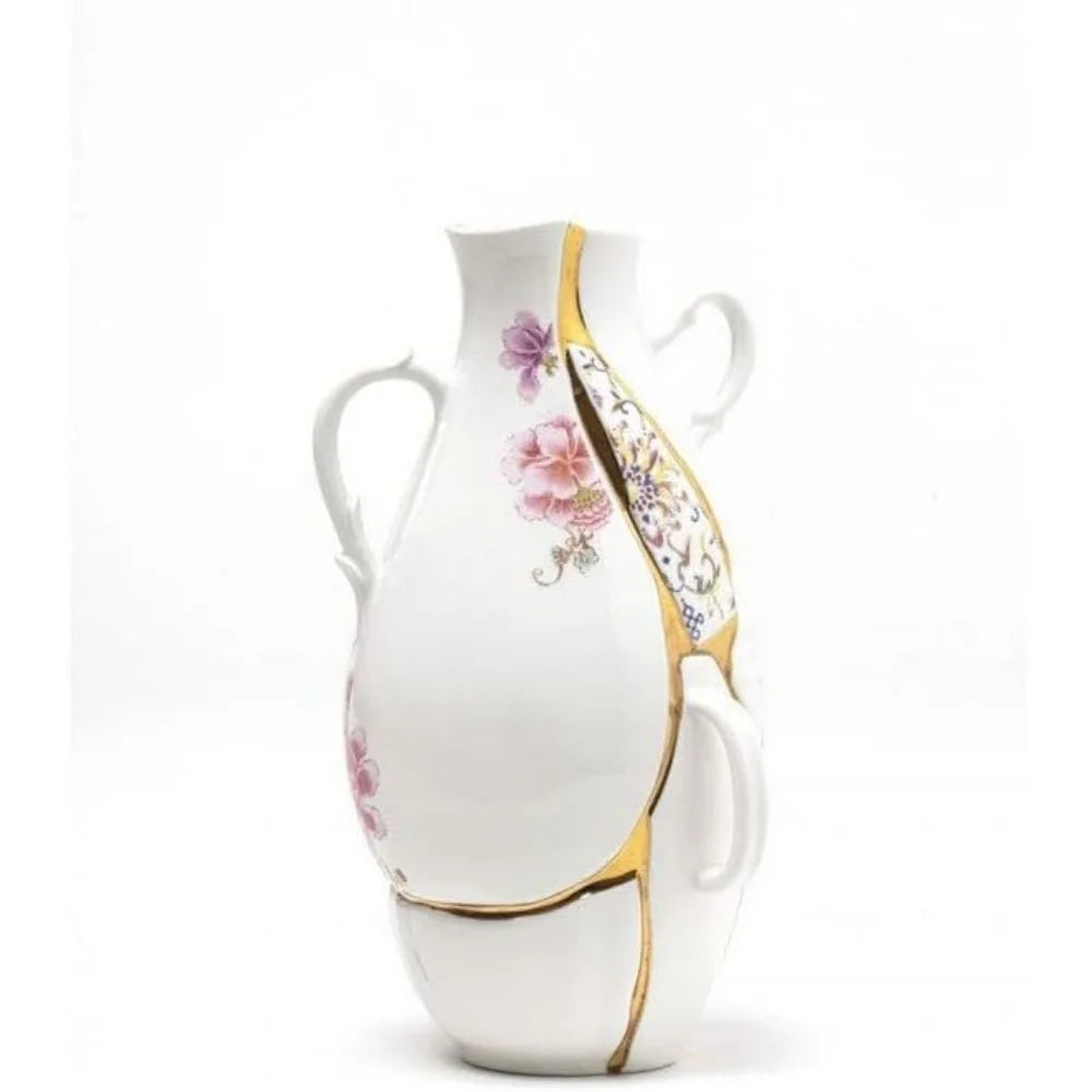 Kintsugi Porcelain Vase 13 Inch Modern Decorative Piece