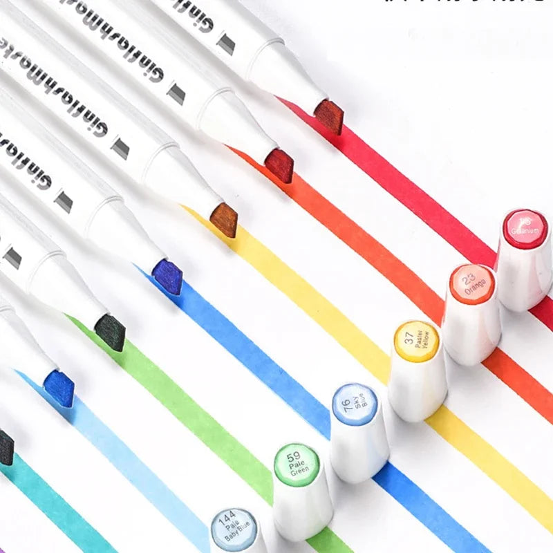 Ginflash Dual Head Alcohol Based Art Markers Soft Brush Set