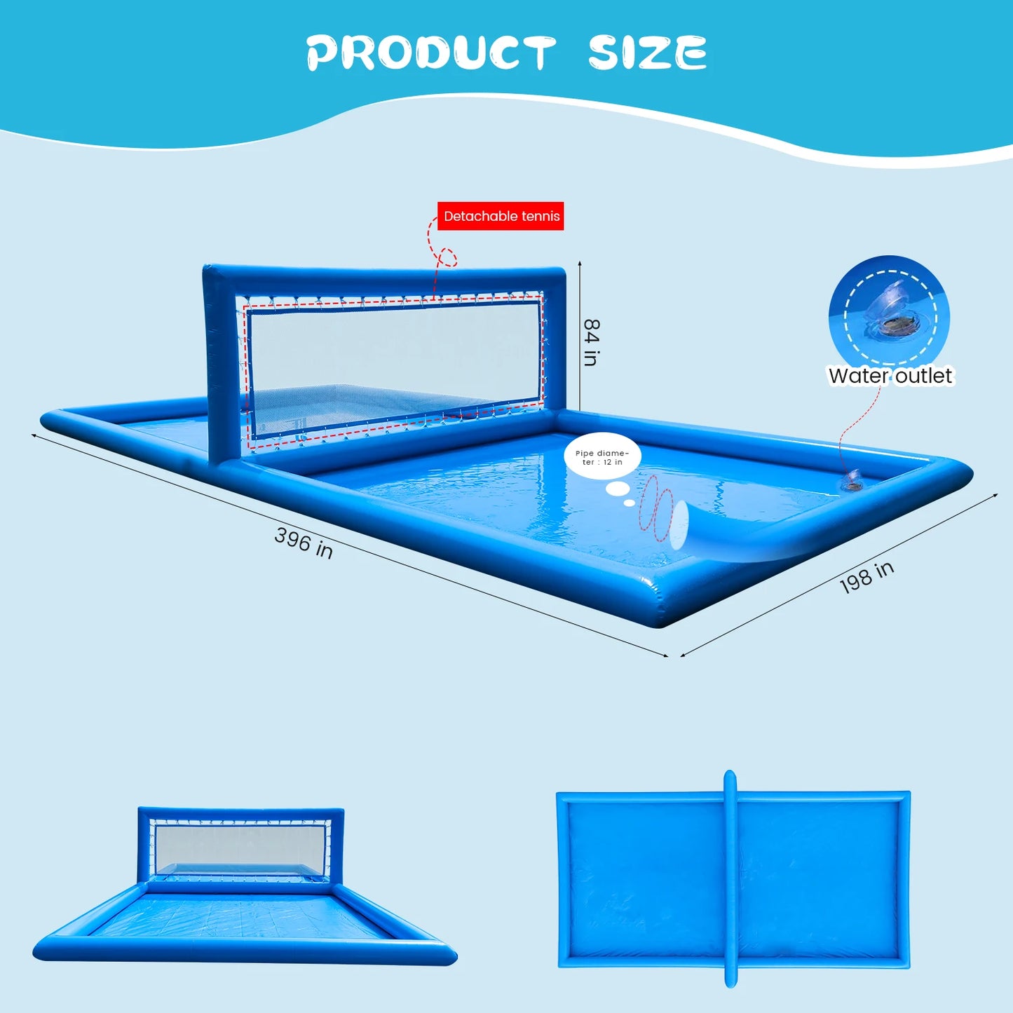 King Inflatable Outdoor Volleyball Court With 800W Blower