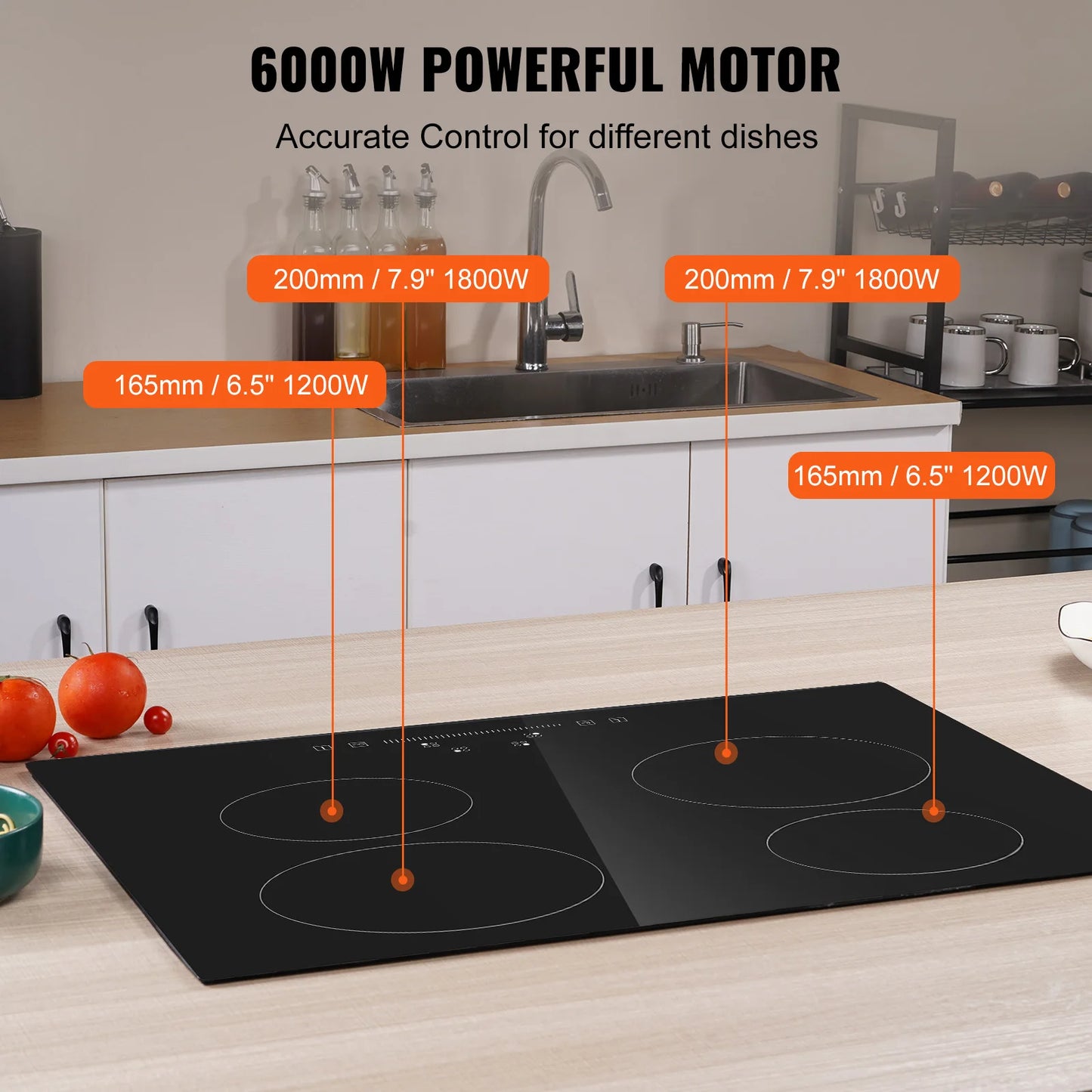 SucceBuy Induction Cooktop 4 Burner Ceramic Glass Electric