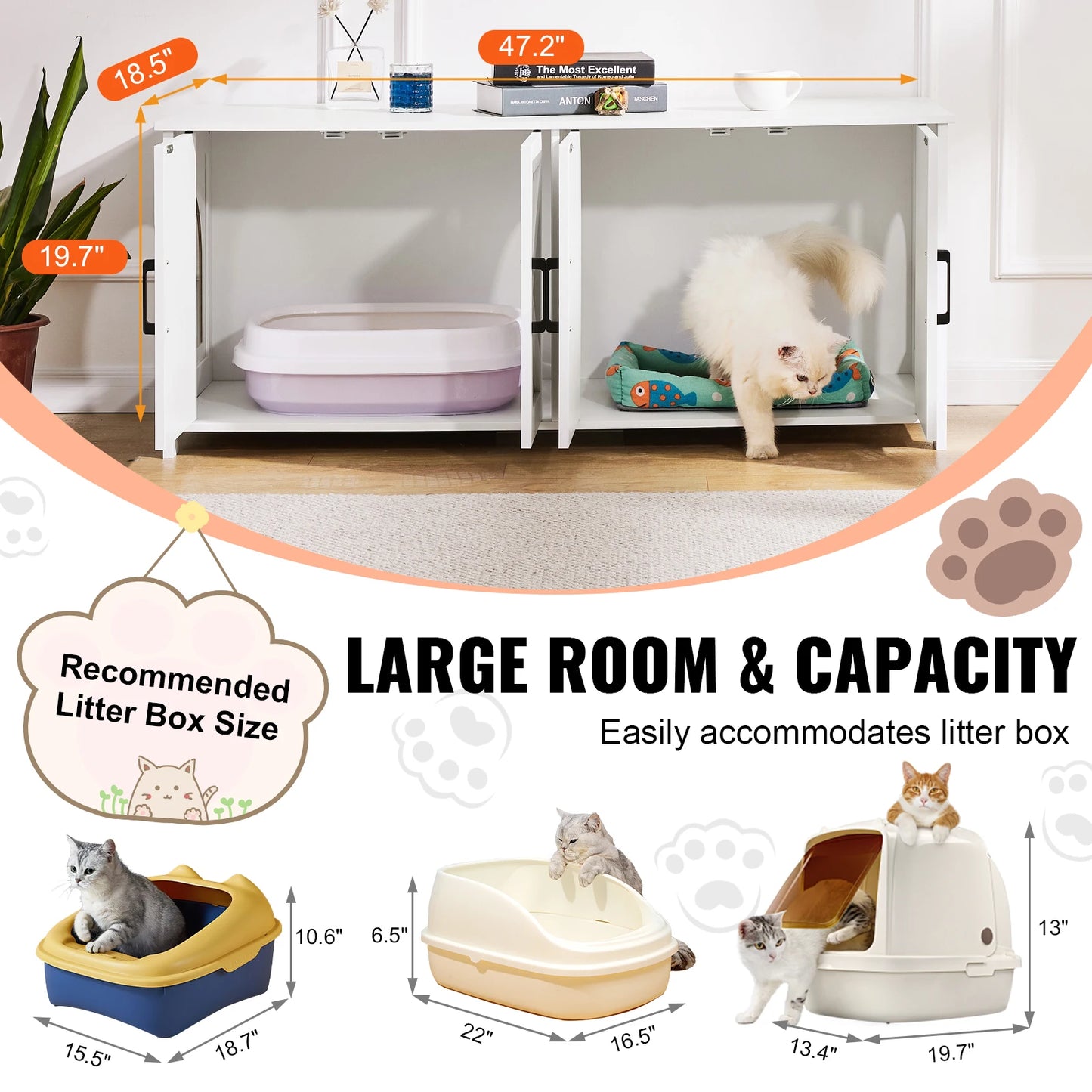 SucceBuy Cat Litter Box Enclosure Furniture For Cats