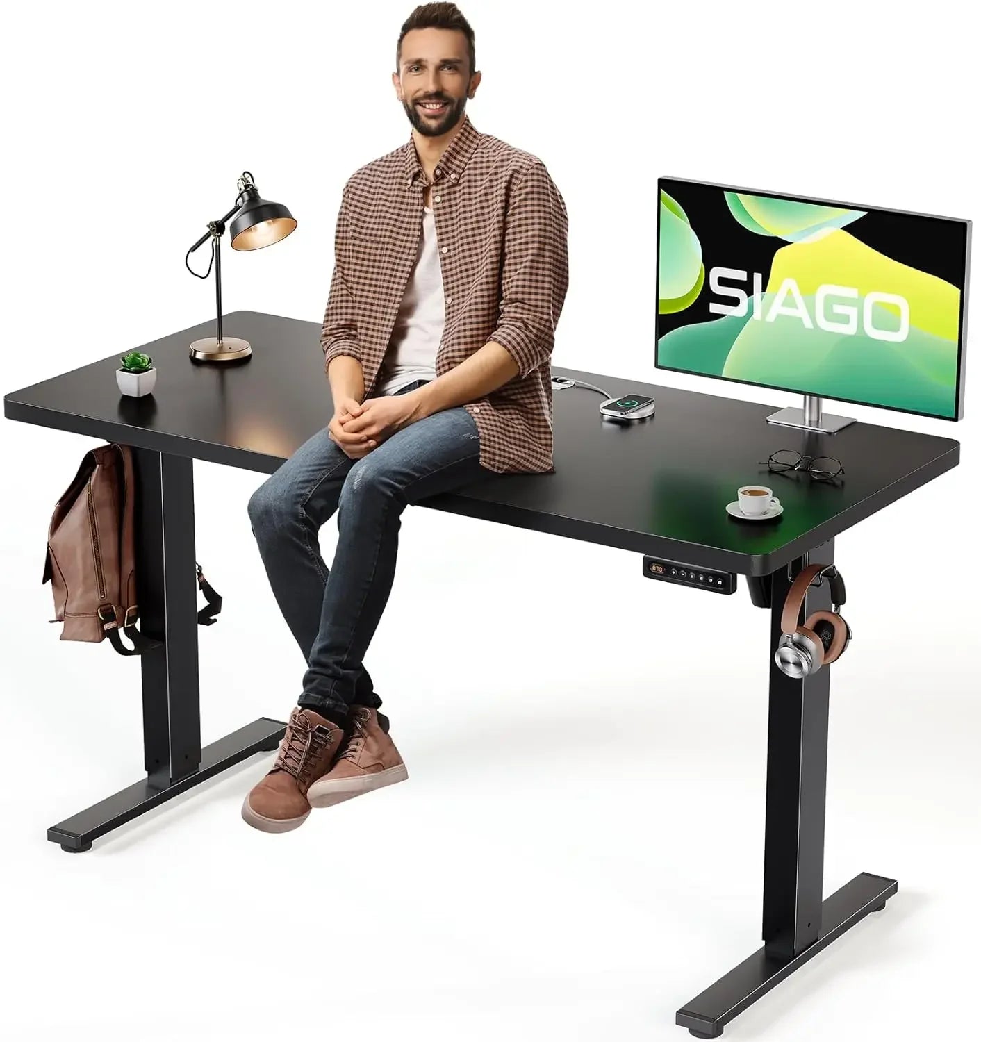 Electric Standing Desk Adjustable 63 x 24 Inch with Memory Presets