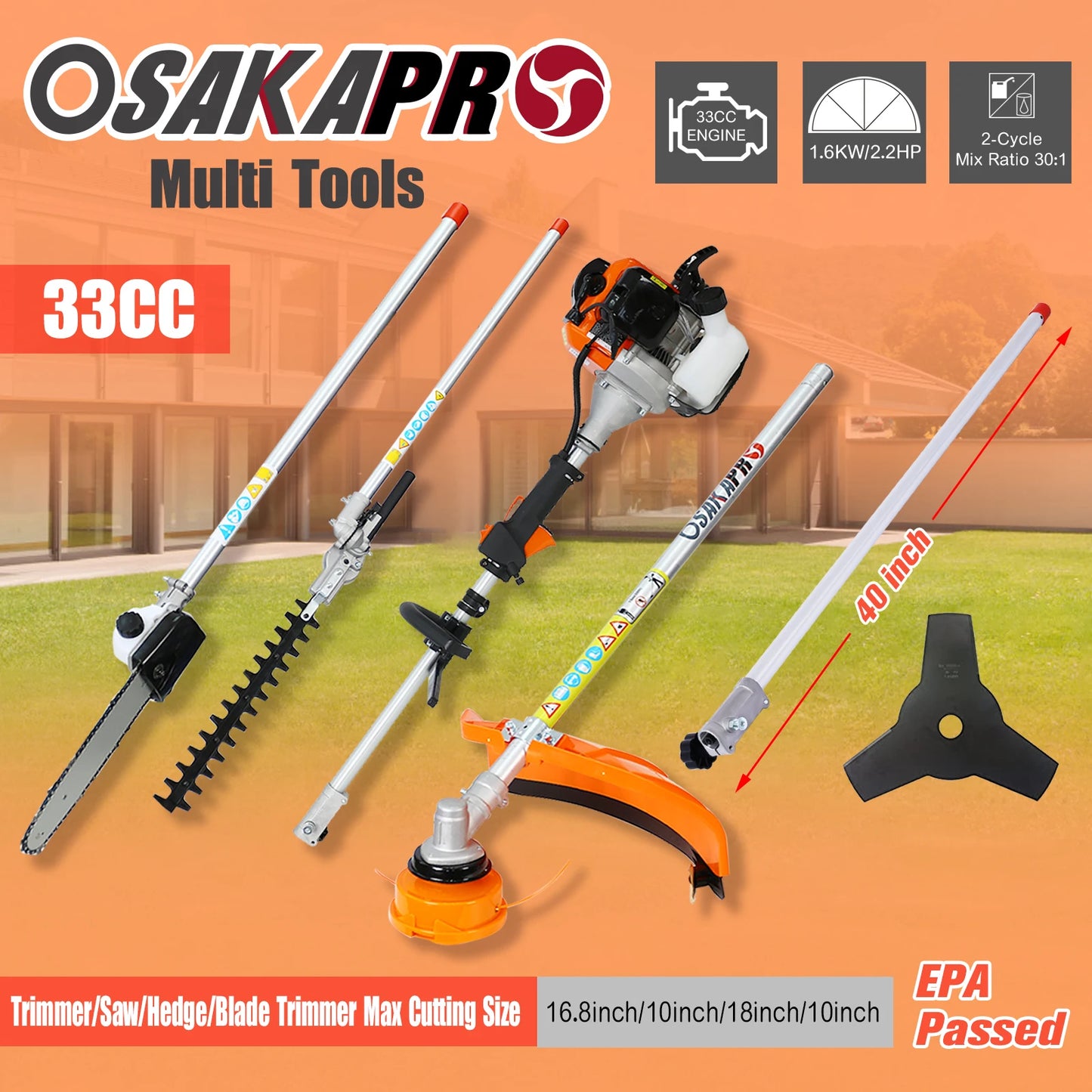 10 in 1 Multi Functional 33CC Gas Garden Tool System