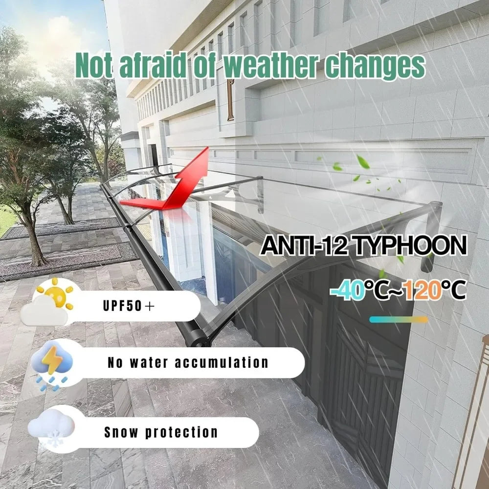Premium Polycarbonate Door Awning for UV Rain and Snow Protection