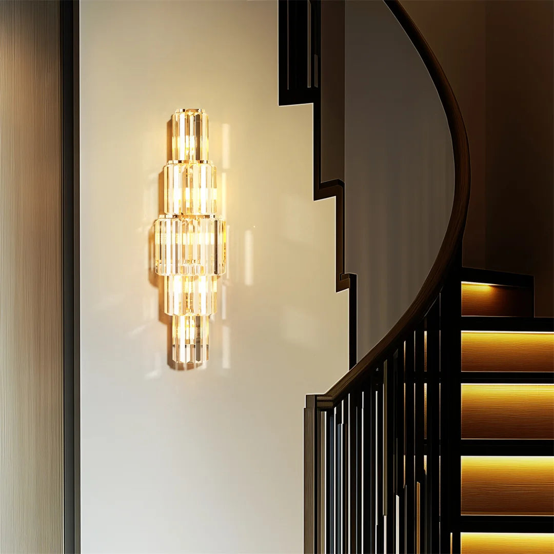 LUVODI Modern Crystal Wall Lamp Three Layer Sconce Light