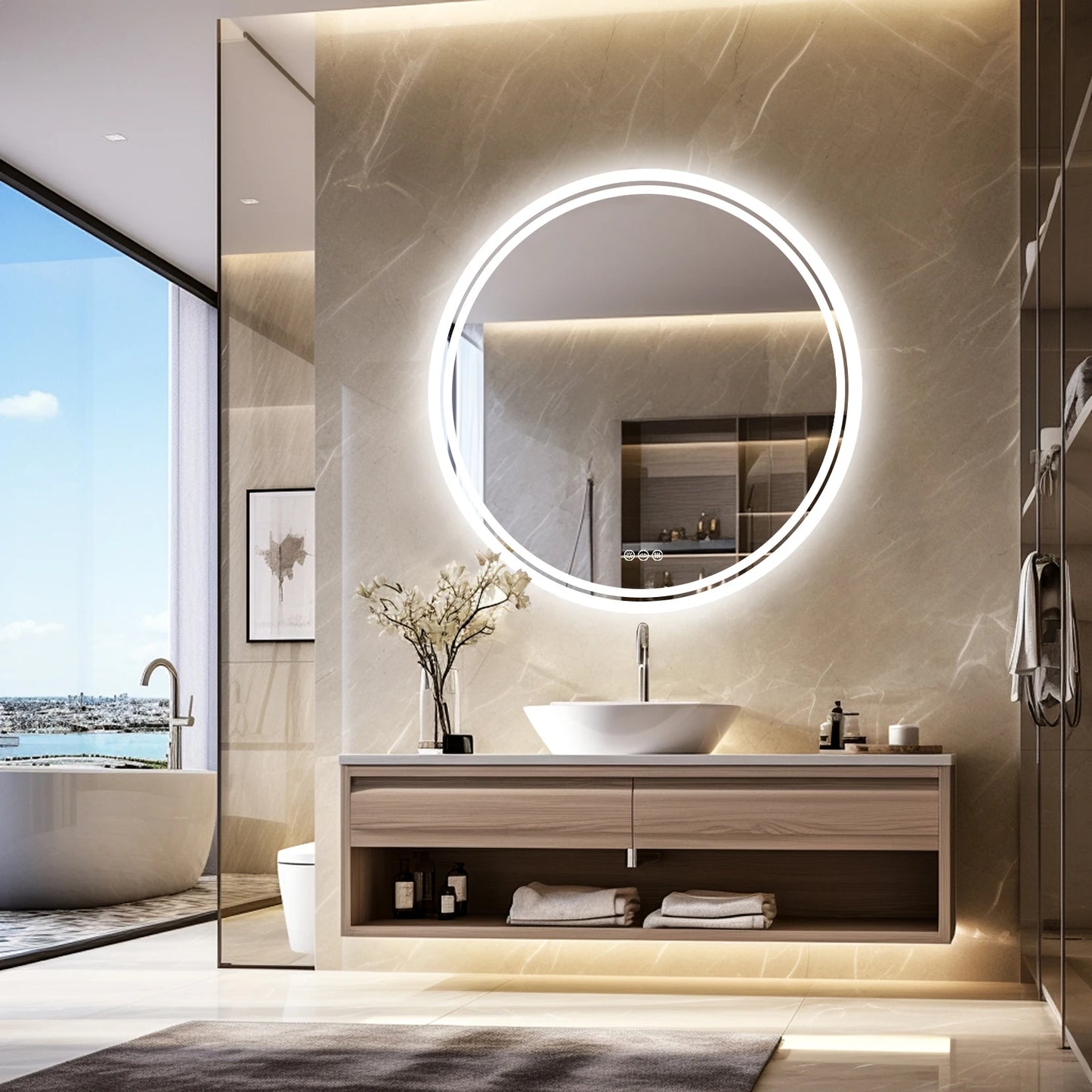 Wisfor Bathroom LED Mirror Backlit 3 Color Change IP65