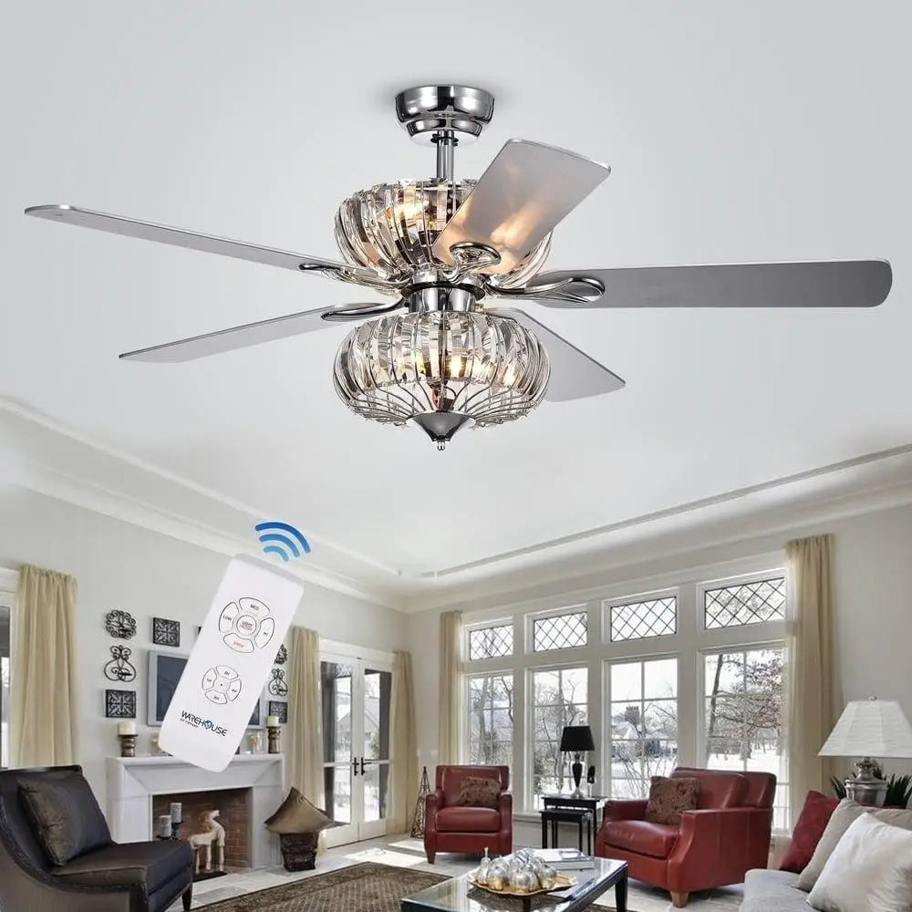 XMSJ Crystal Ceiling Fan With Six Lights And Remote