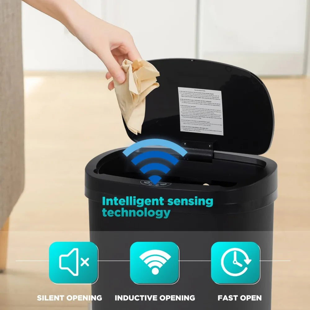 Automatic Kitchen Trash Can with Lid by NoEnName