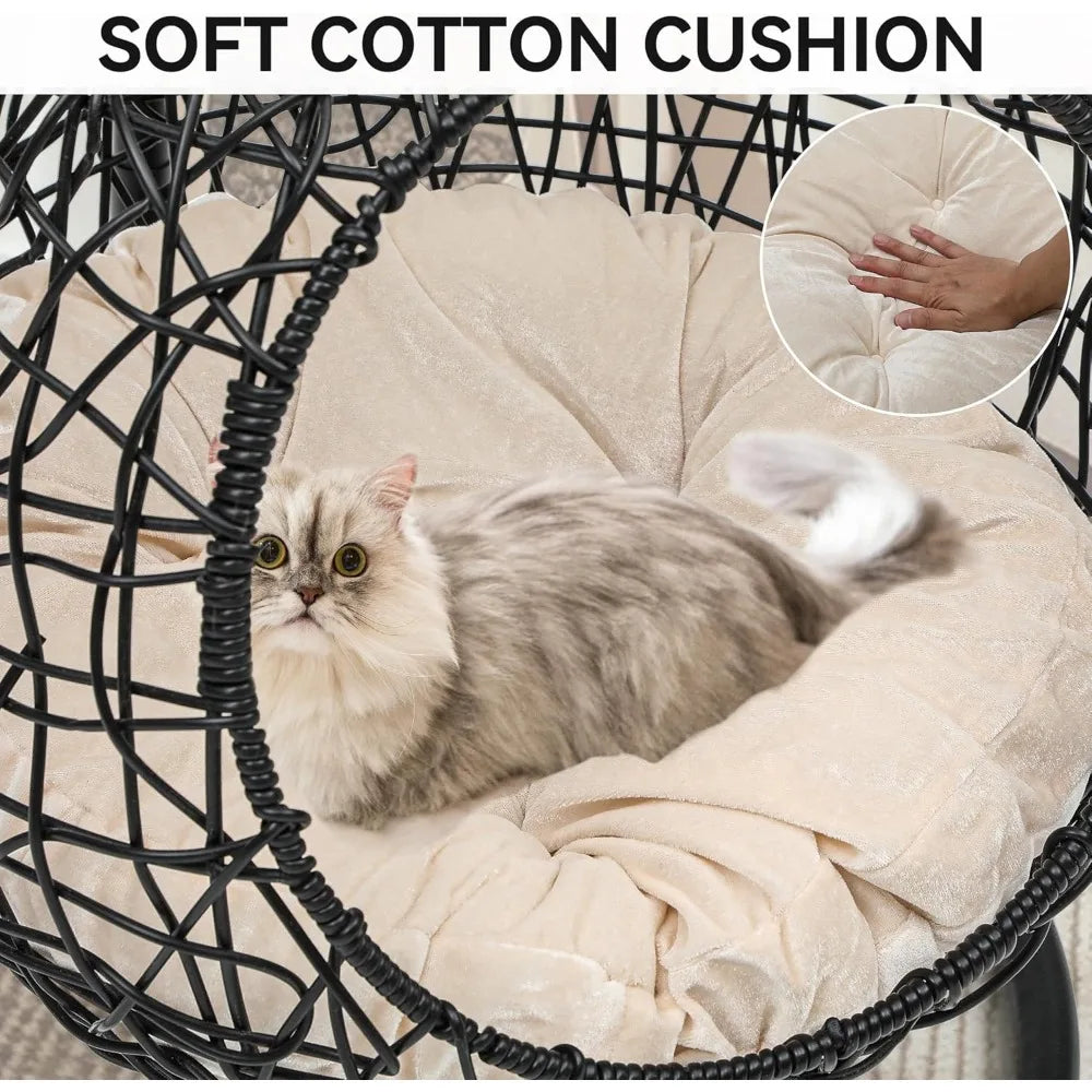 Cat Swing Bed with Stand and Cushion for Indoor Relaxation