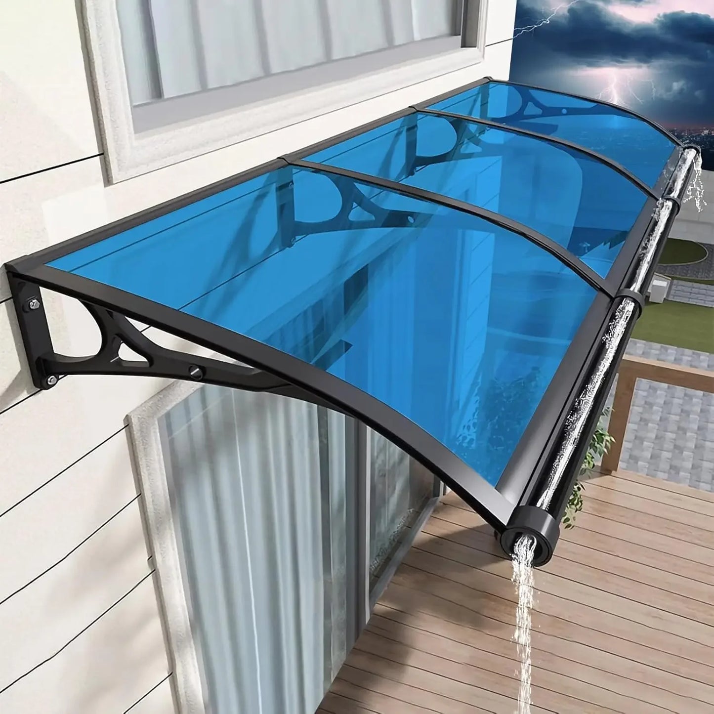Premium Polycarbonate Door Awning for UV Rain and Snow Protection