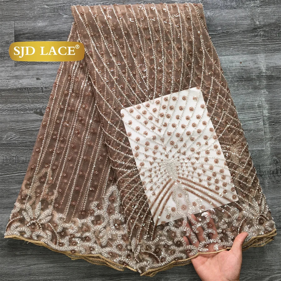 SJD Lace African Luxury Beads Mesh Lace For Women Evening