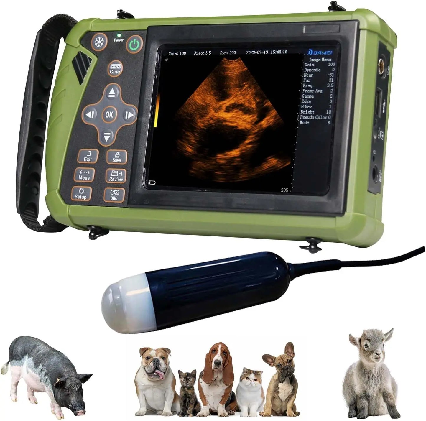 Dawei Veterinary Ultrasound Scanner With 3.5MHz Convex Probe
