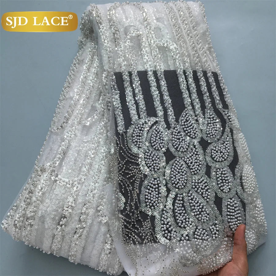 SJD Lace African Luxury Beads Mesh Lace For Women Evening