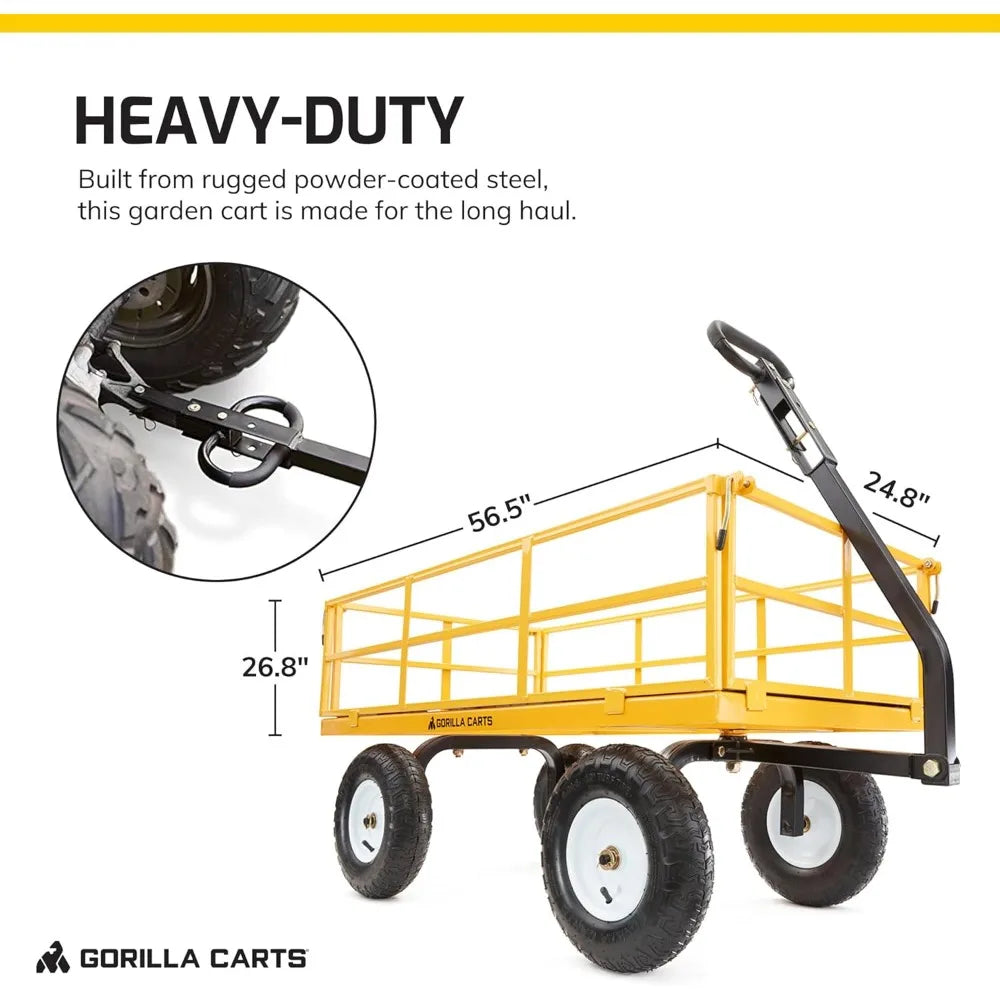 Heavy Duty All Terrain Garden Wagon 1200 Lb Yellow Utility Cart