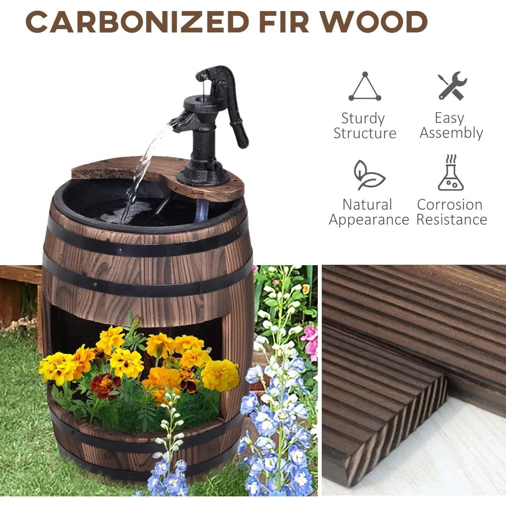 Aosom LLC Rustic Apple Barrel Garden Water Fountain