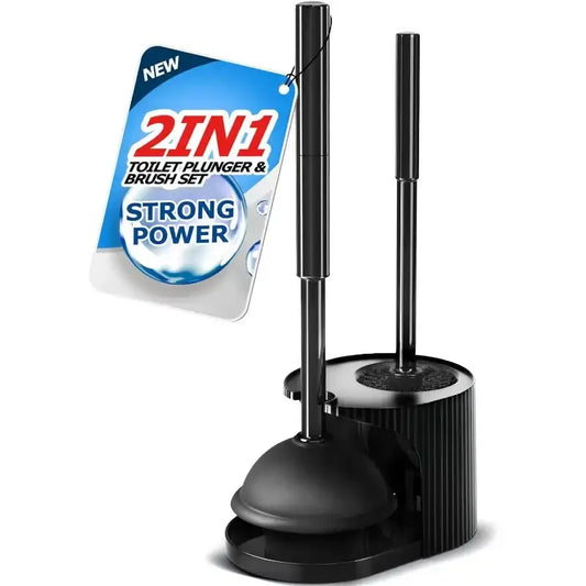 2 in 1 Toilet Plunger and Brush Set with Extended Handle