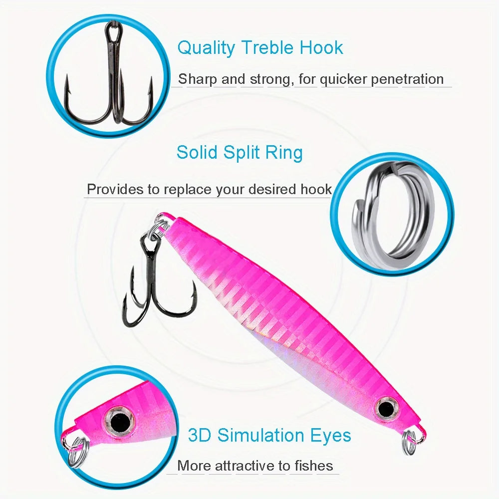Ackibbik 6pcs Metal Cast Jig Spoon Saltwater Lure For Tuna